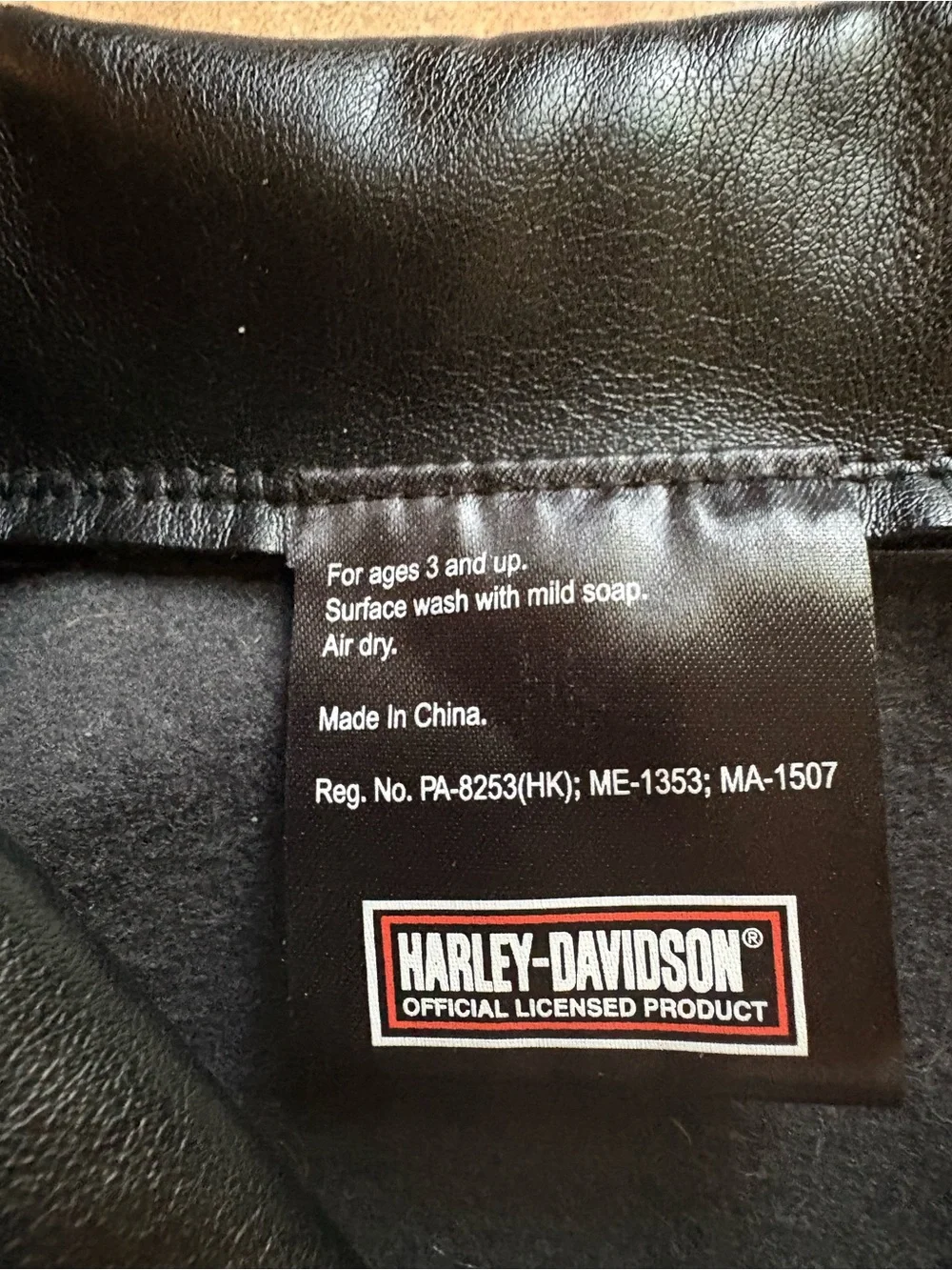 Harley-Davidson Black Faux Leather Biker Jacket with Collar used for small dog